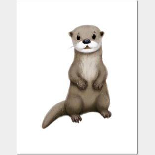 Cute Otter Drawing Posters and Art